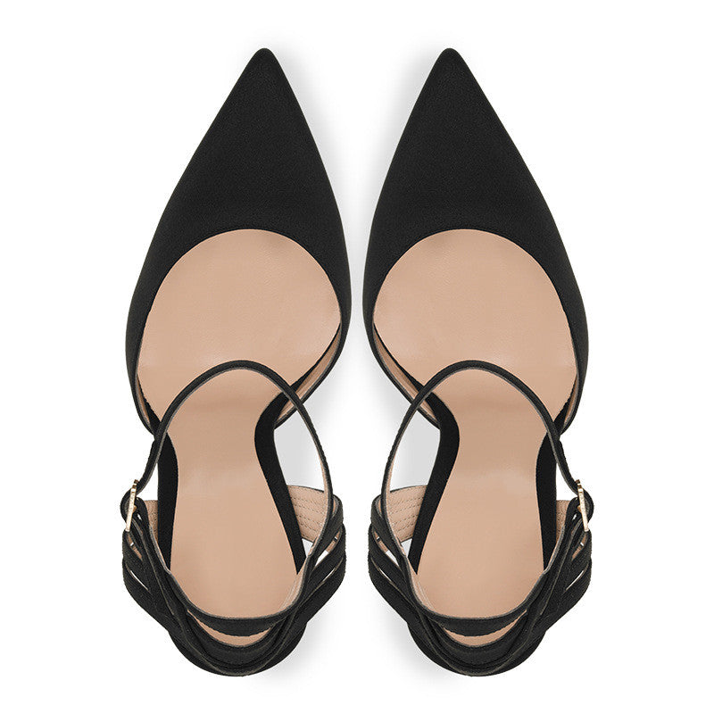 Pointed Toe Stiletto Ankle Strap Slingback Pumps