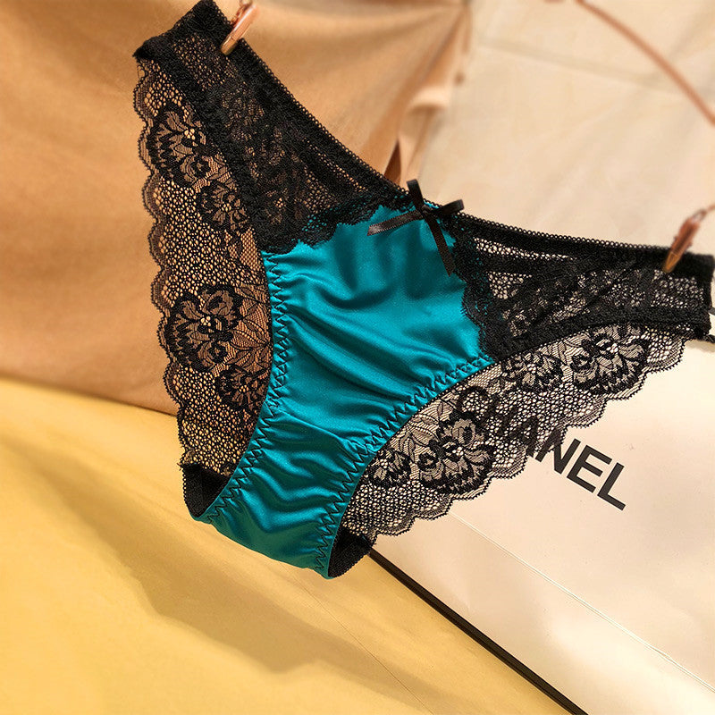 Hollow Out See-through Ice Silk Satin Seamless Panties