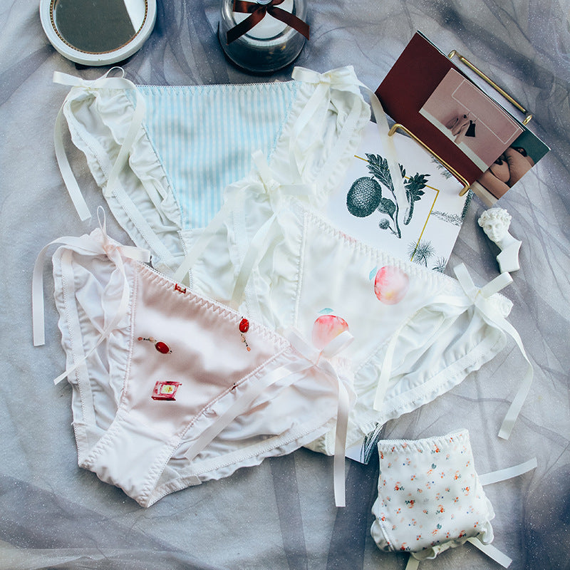 Mid-waist sissy satin milk silk panties