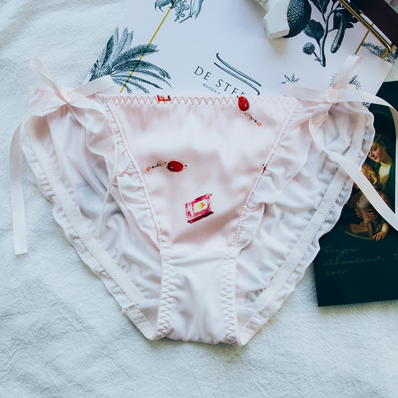 Mid-waist sissy satin milk silk panties