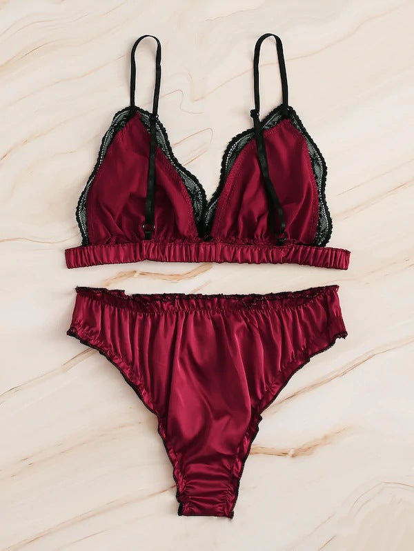 Sissy lingerie three-point sexy lace bra panty set