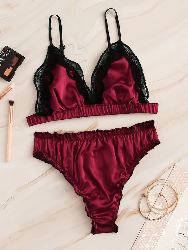 Sissy lingerie three-point sexy lace bra panty set