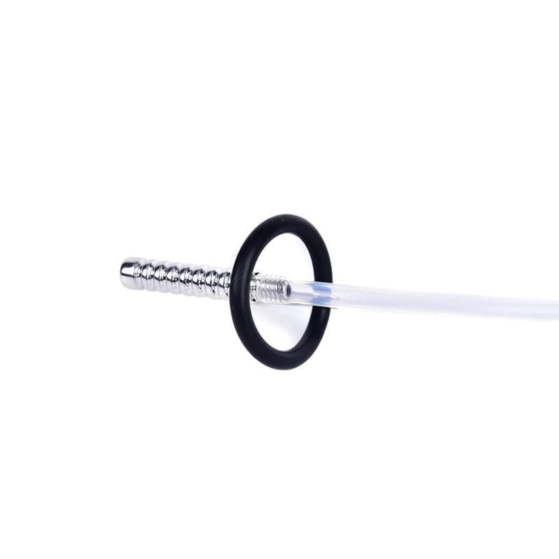 Stainless Steel and Rubber Penis Plug With Silicone Ring