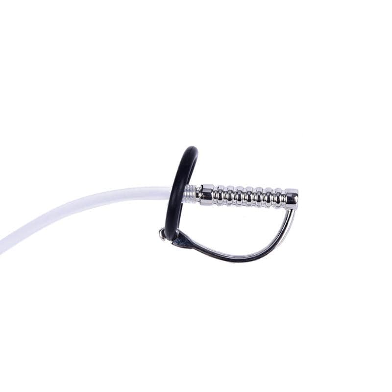 Stainless Steel and Rubber Penis Plug With Silicone Ring