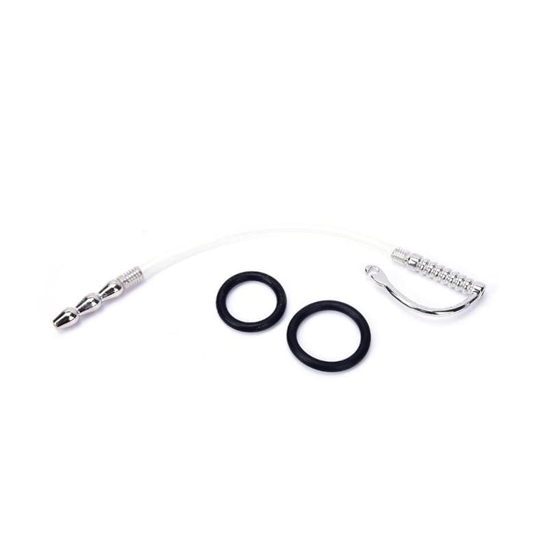 Stainless Steel and Rubber Penis Plug With Silicone Ring