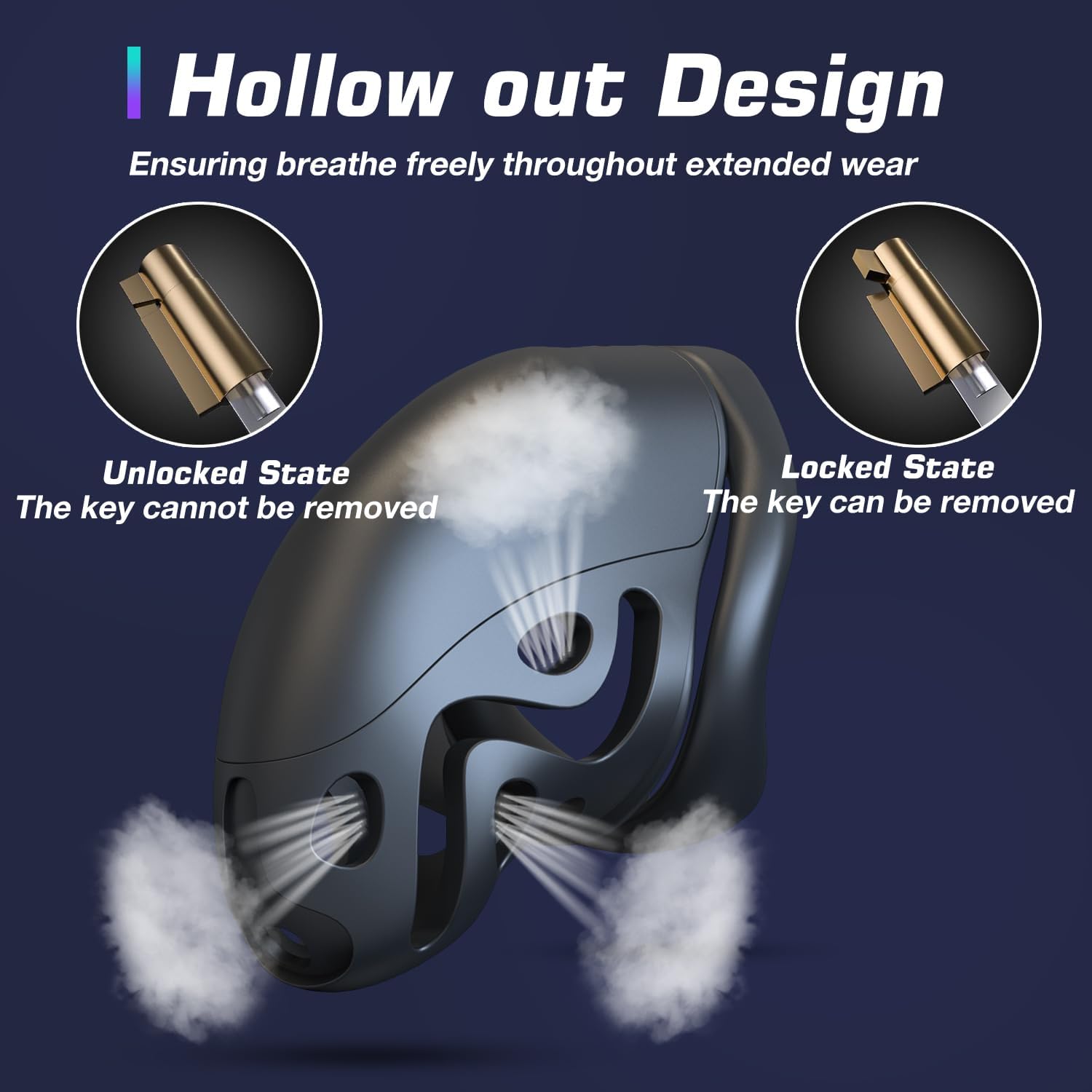 Lightweight Chastity Device with 3 Sizes Rings