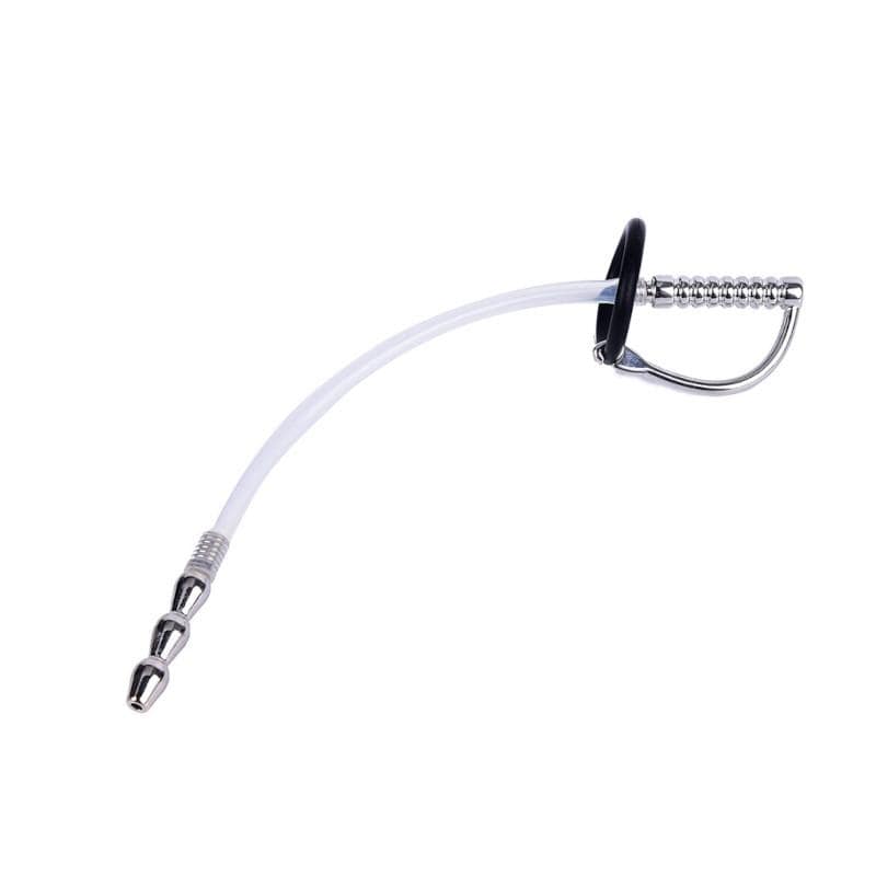 Stainless Steel and Rubber Penis Plug With Silicone Ring