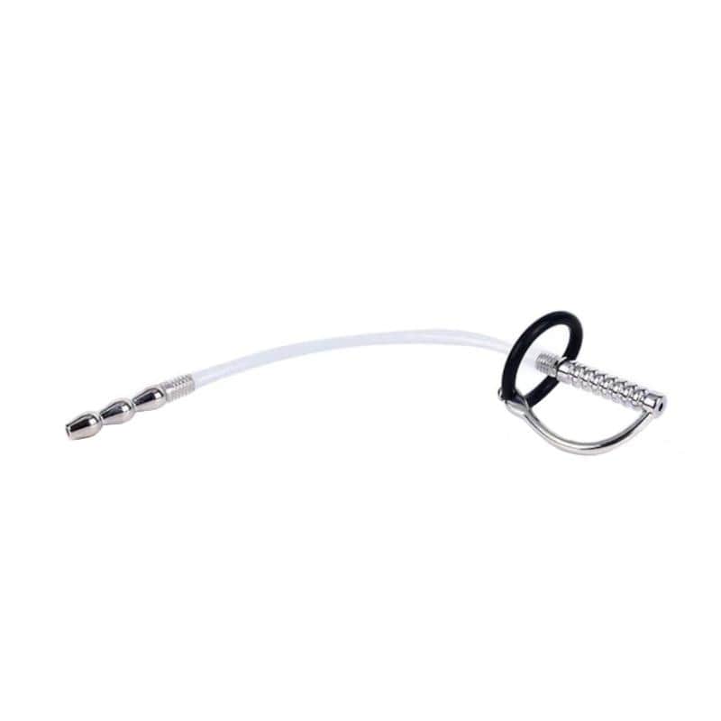 Stainless Steel and Rubber Penis Plug With Silicone Ring