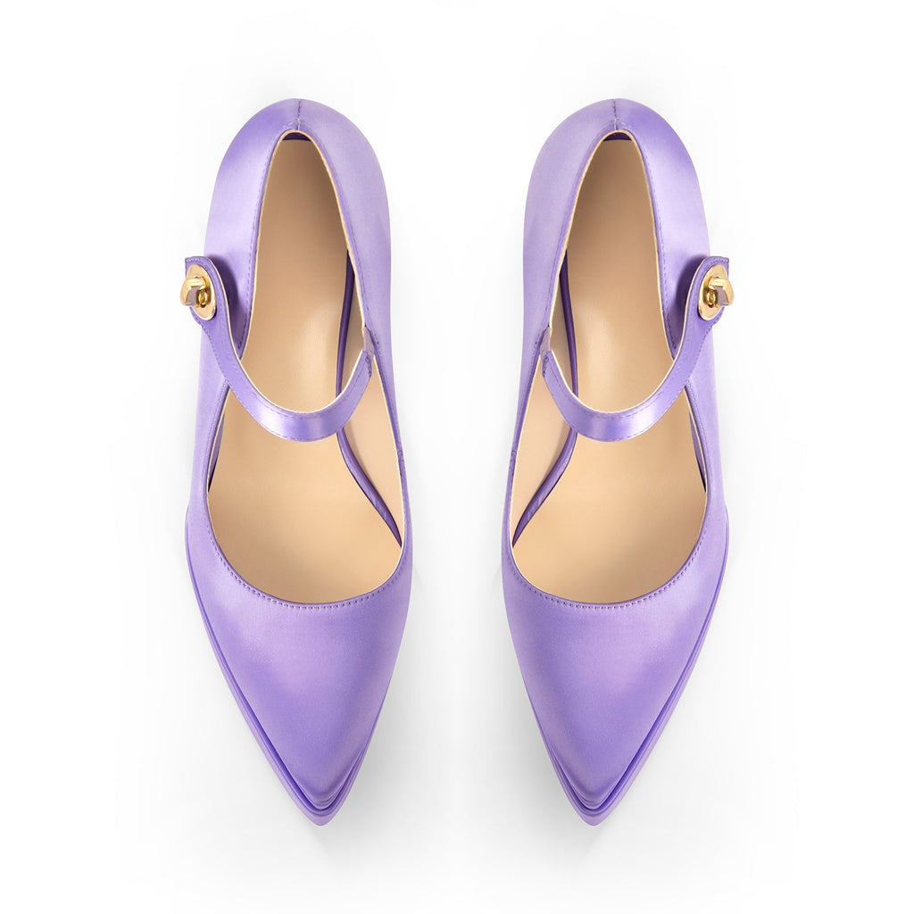 Pointed Toe Platform Mary Jane Pumps