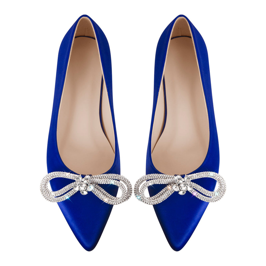 Rhinestones Bow Pointed Toe Flats