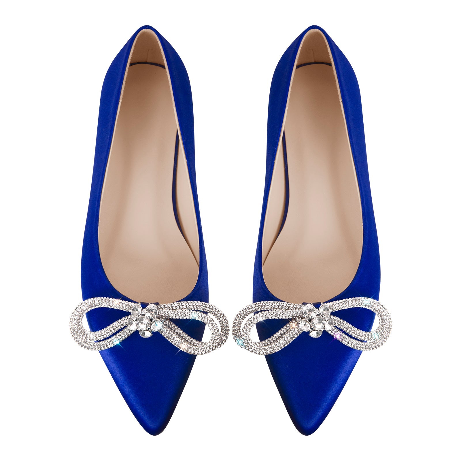 Rhinestones Bow Pointed Toe Flats