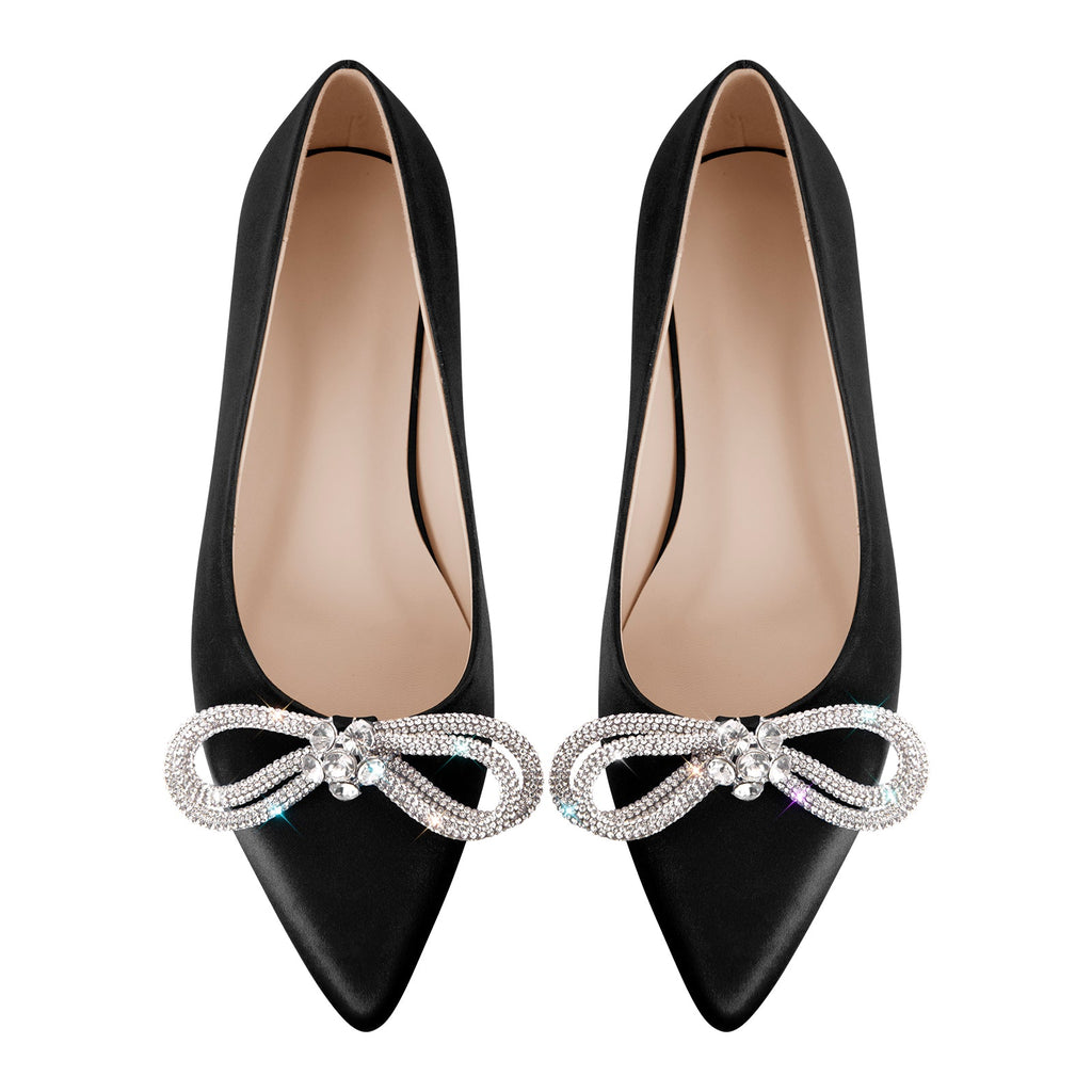 Rhinestones Bow Pointed Toe Flats