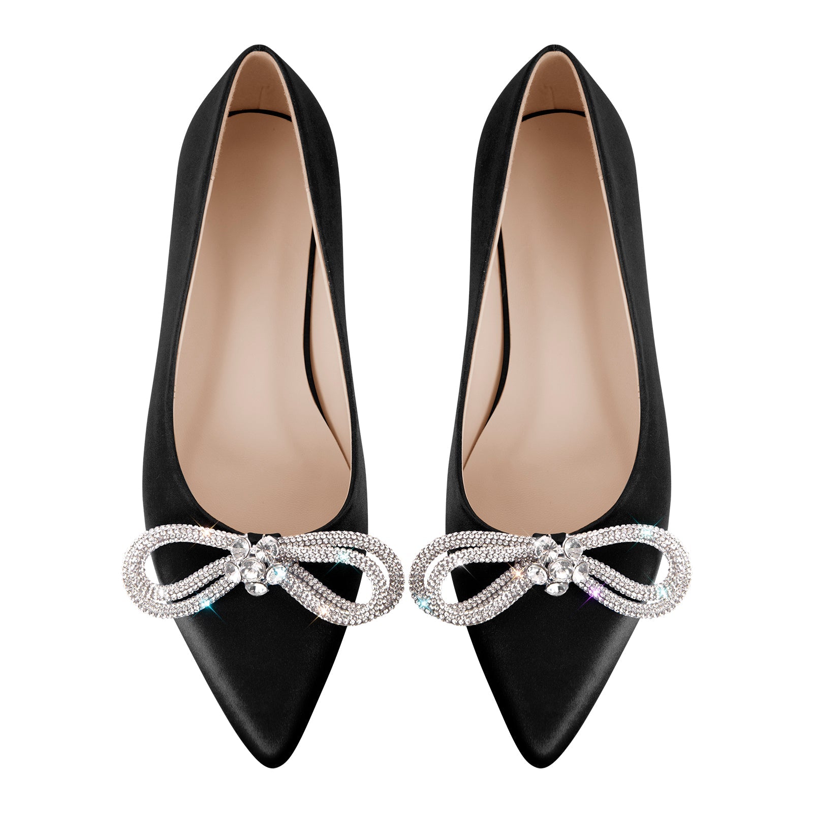 Rhinestones Bow Pointed Toe Flats