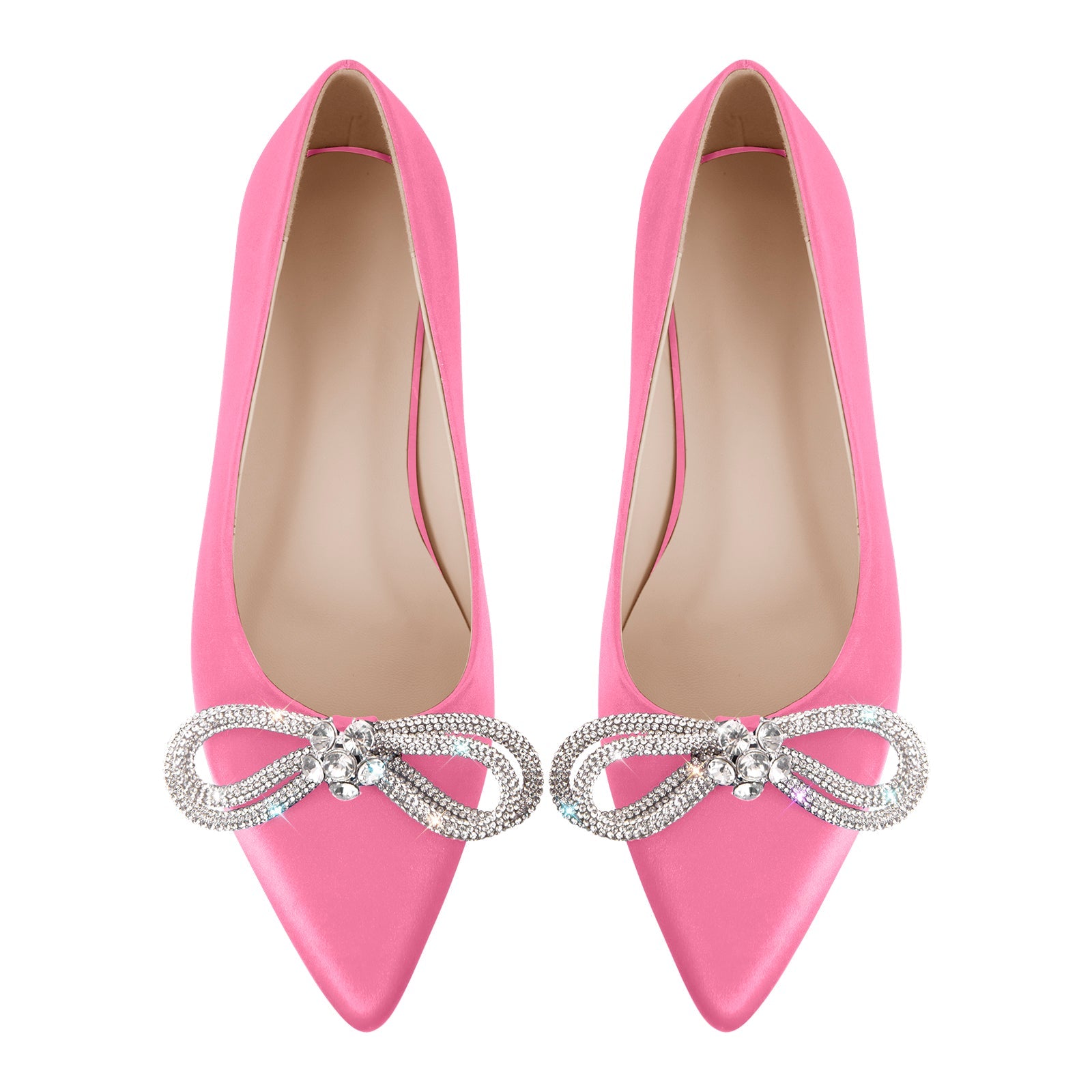 Rhinestones Bow Pointed Toe Flats