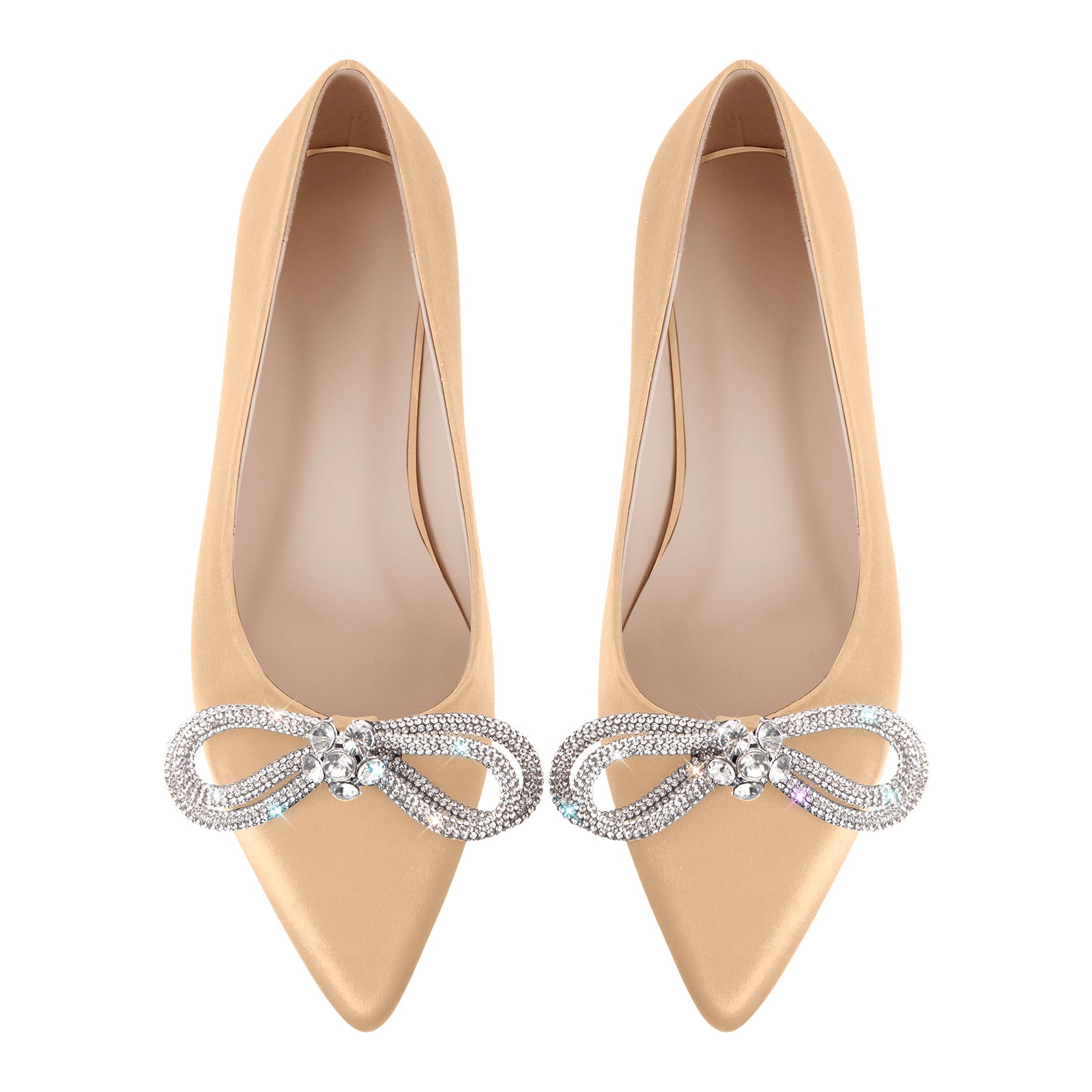 Rhinestones Bow Pointed Toe Flats