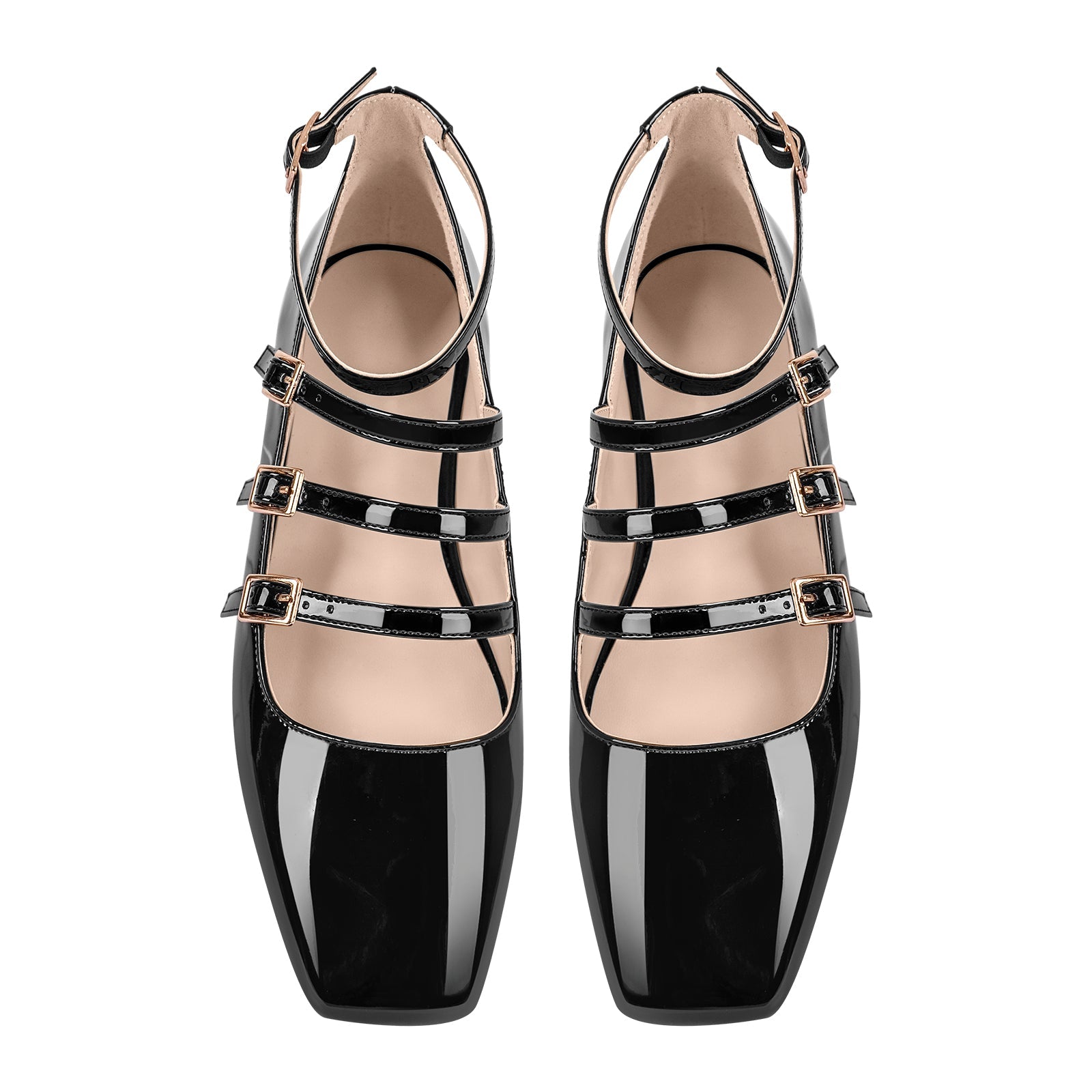 Square Toe Buckle Strap Mary Jane Flats