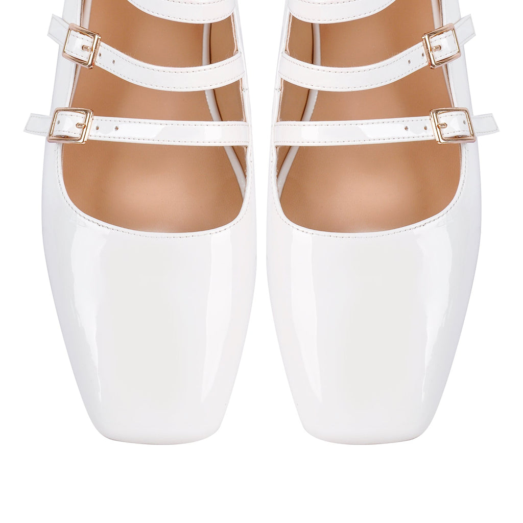 Square Toe Buckle Strap Mary Jane Flats