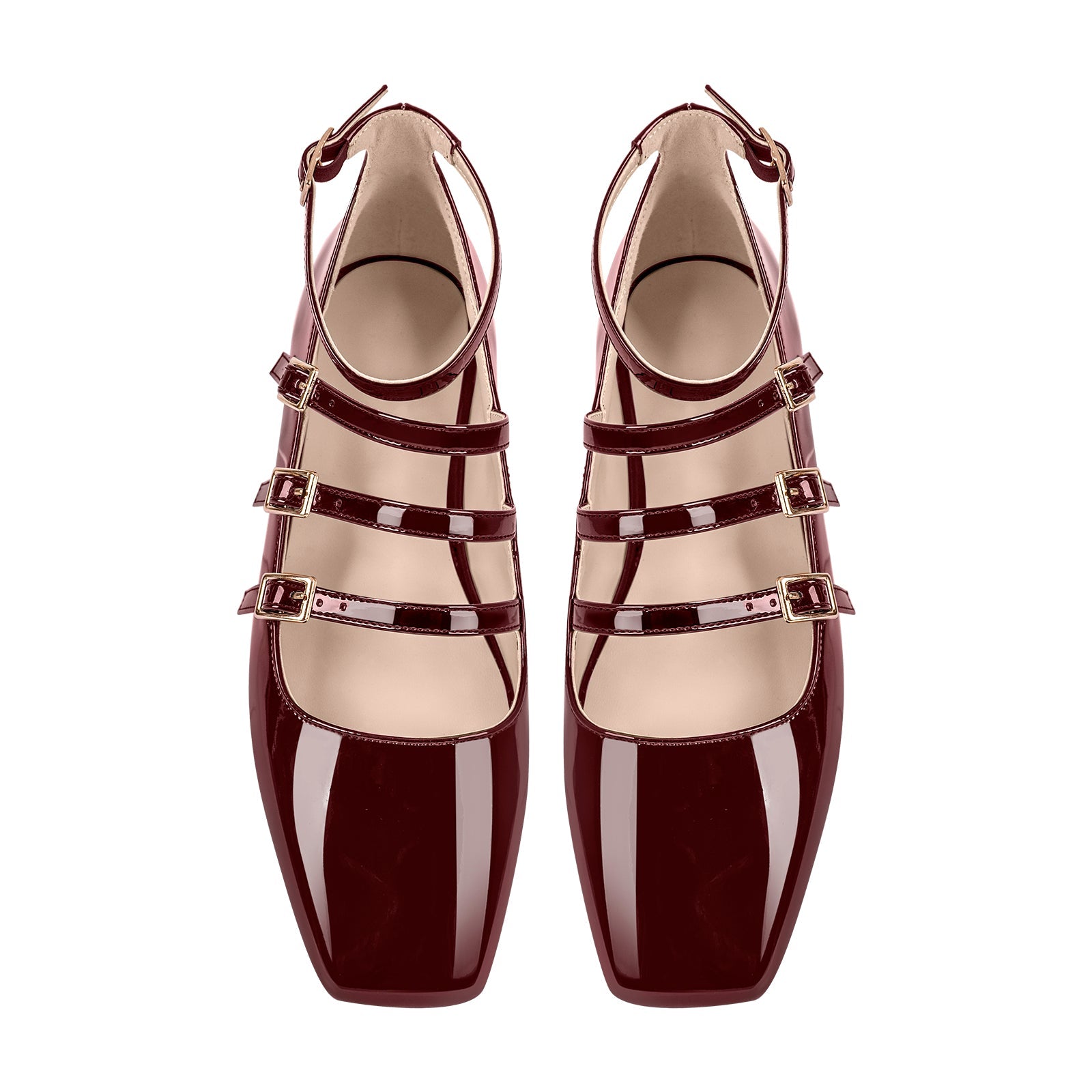 Square Toe Buckle Strap Mary Jane Flats