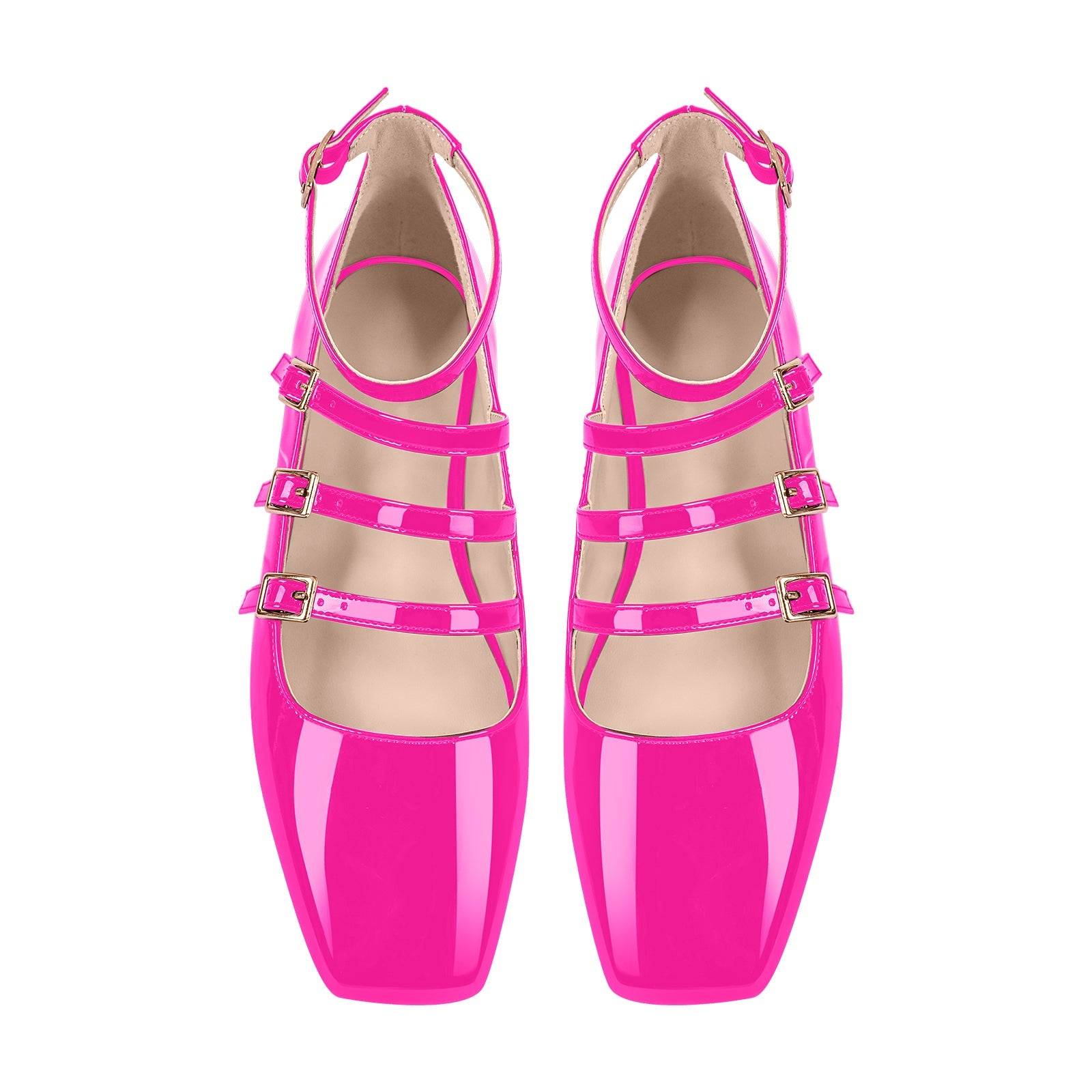 Square Toe Buckle Strap Mary Jane Flats