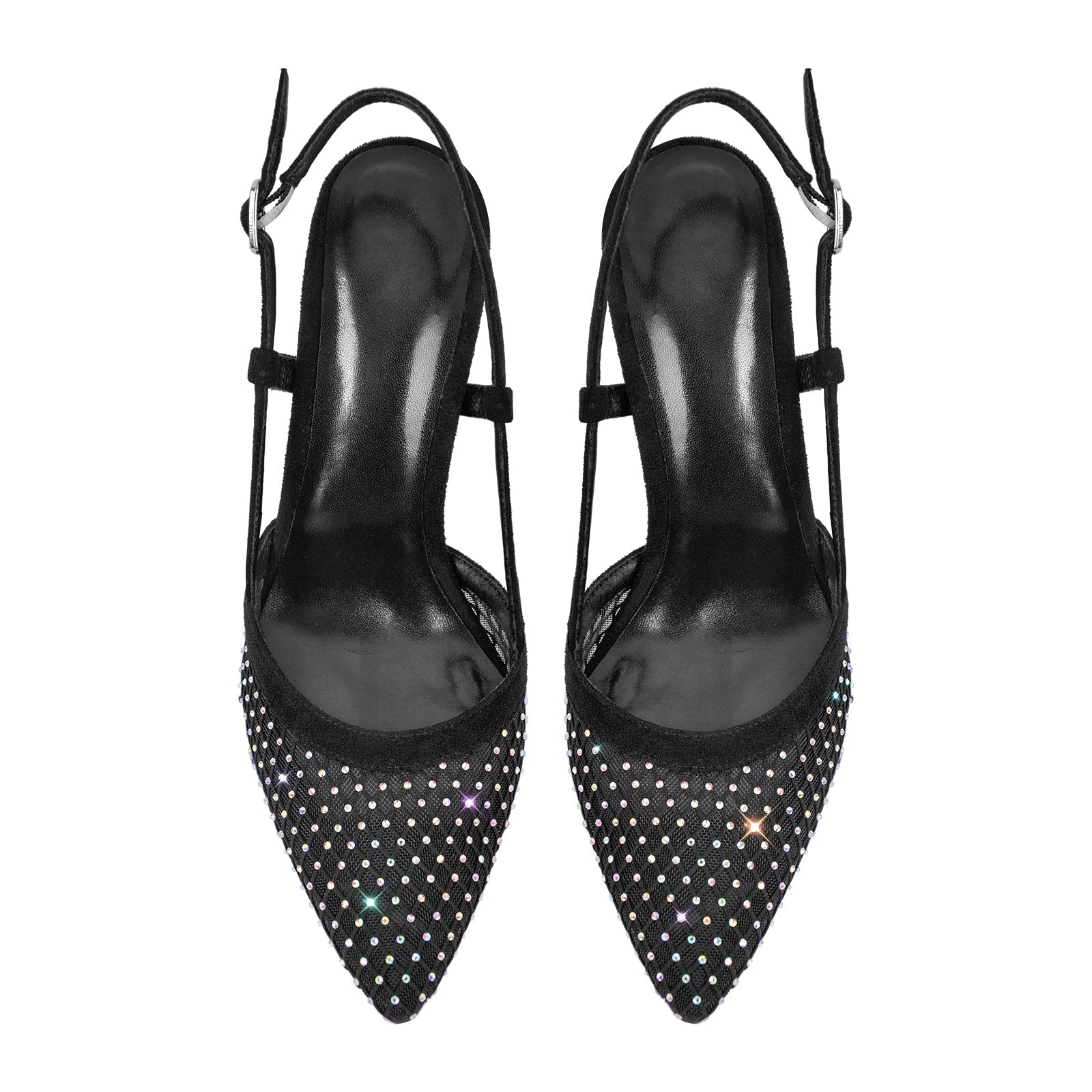 Pointed Toe Rhinestone Slingback Clear Heel Pumps