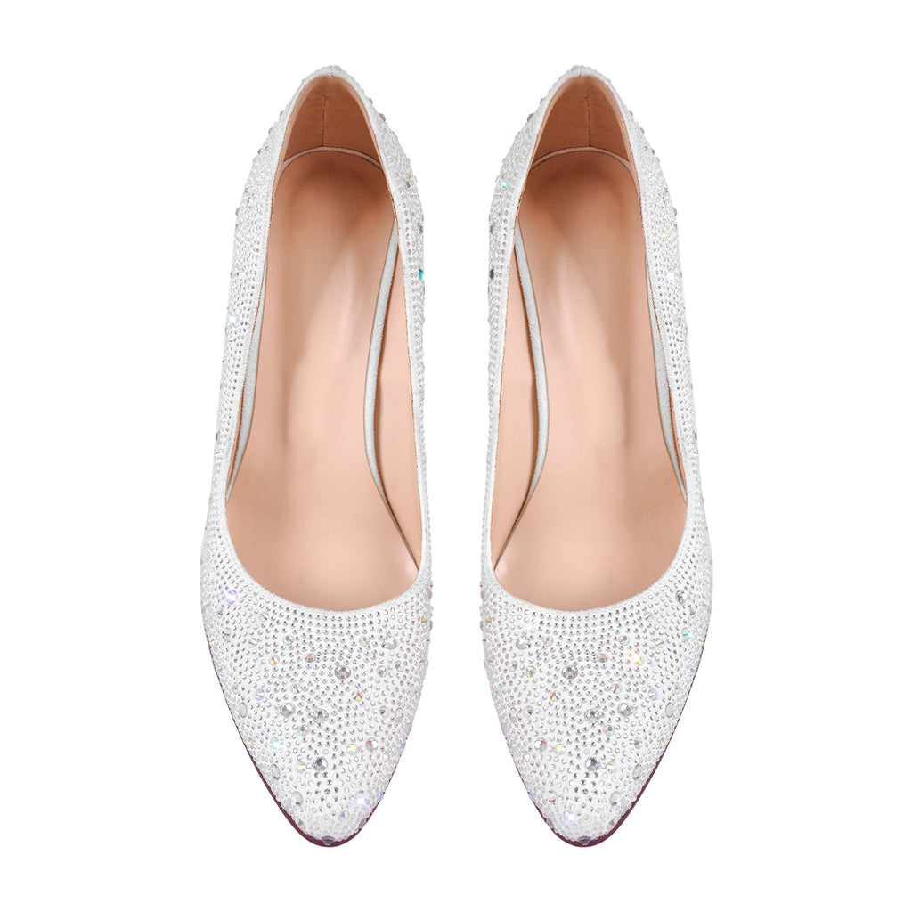 Rhinestone Pointed Toe Wedge Heel Pumps