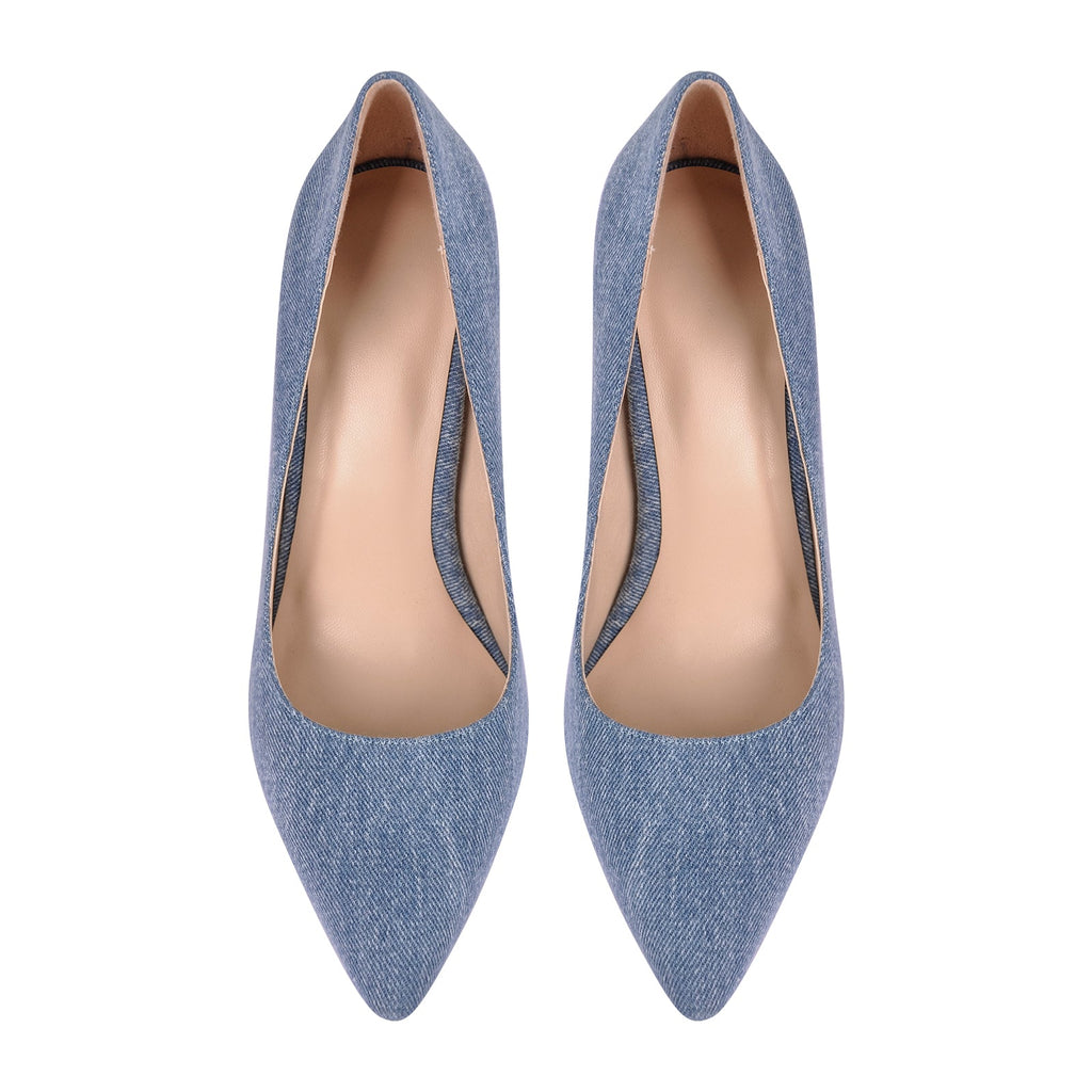 Denim Pointed Toe Stilettos Pumps