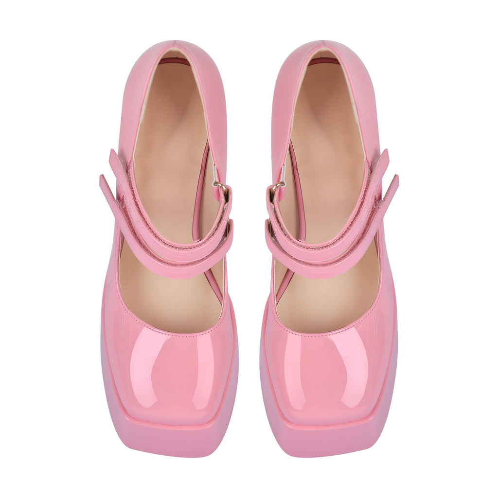 Square Toe Chunky Heel Platform Mary Jane Pumps Sandals