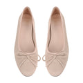 Bow Round Toe Suede Natural Ballet Flats
