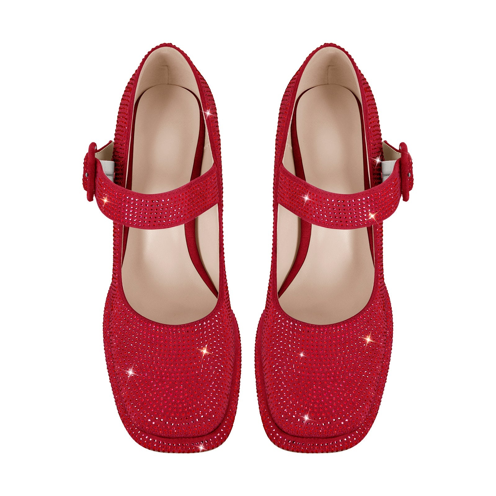 Rhinestone Square Toe Mary Jane Pumps