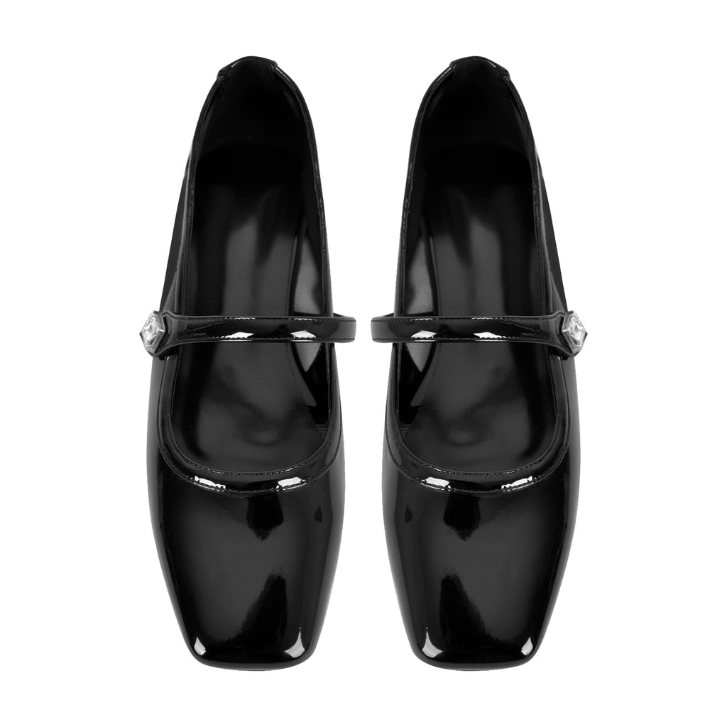 Patent Square Toe Mary Jane Flats