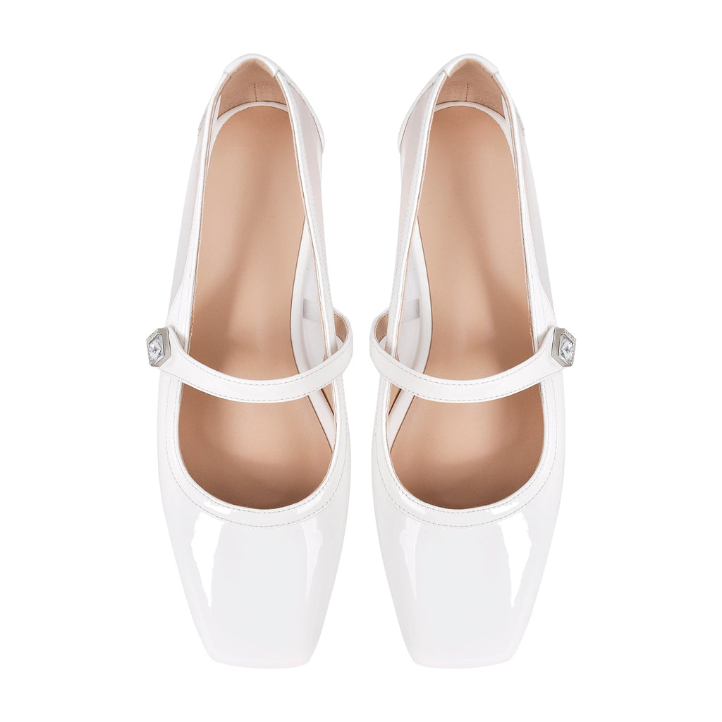Patent Square Toe Mary Jane Flats