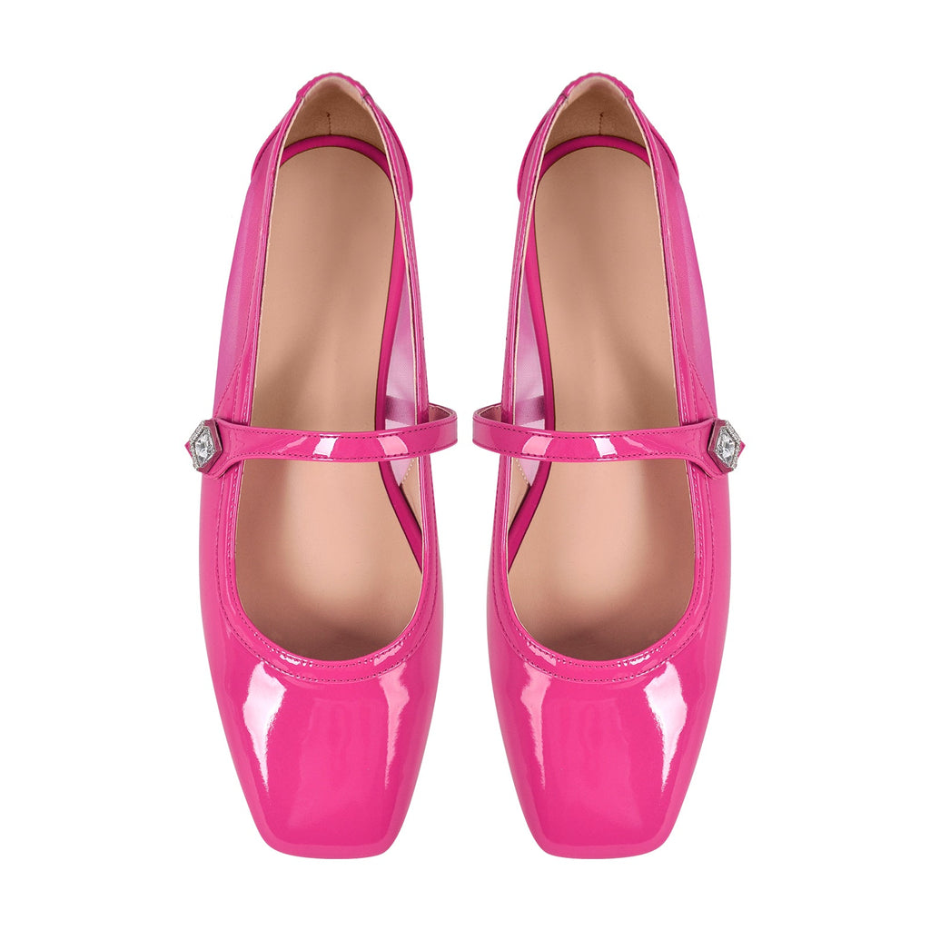Patent Square Toe Mary Jane Flats