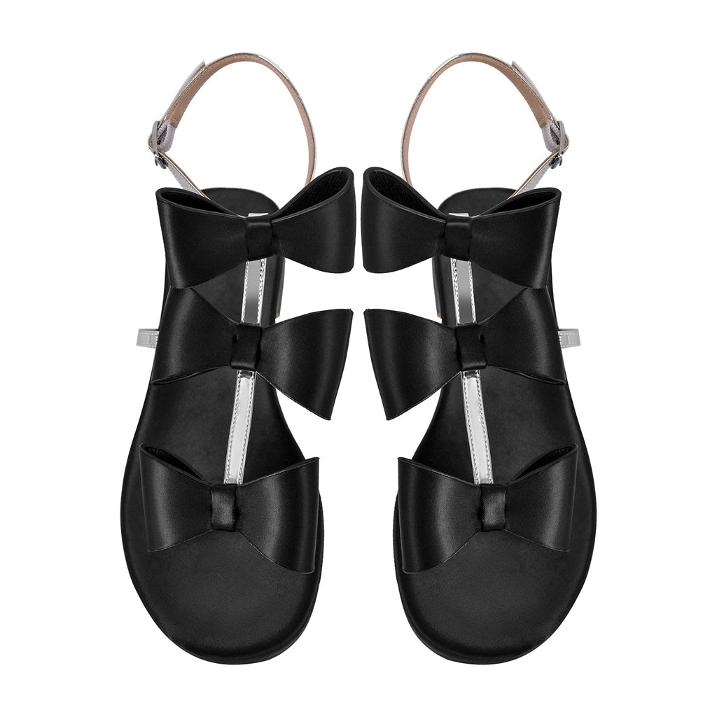 Bow Round Toe Ankle Strap Flats