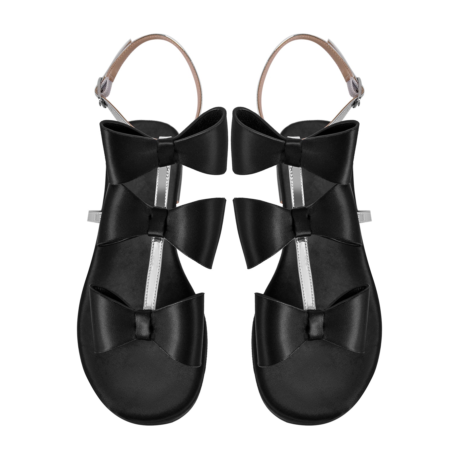 Bow Round Toe Ankle Strap Flats