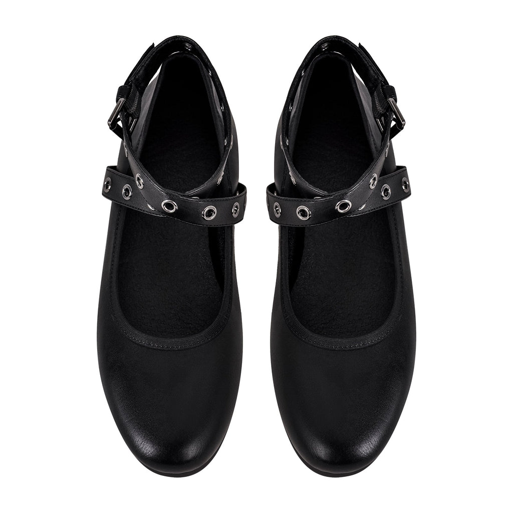 Round Toe Buckle Strap Flats