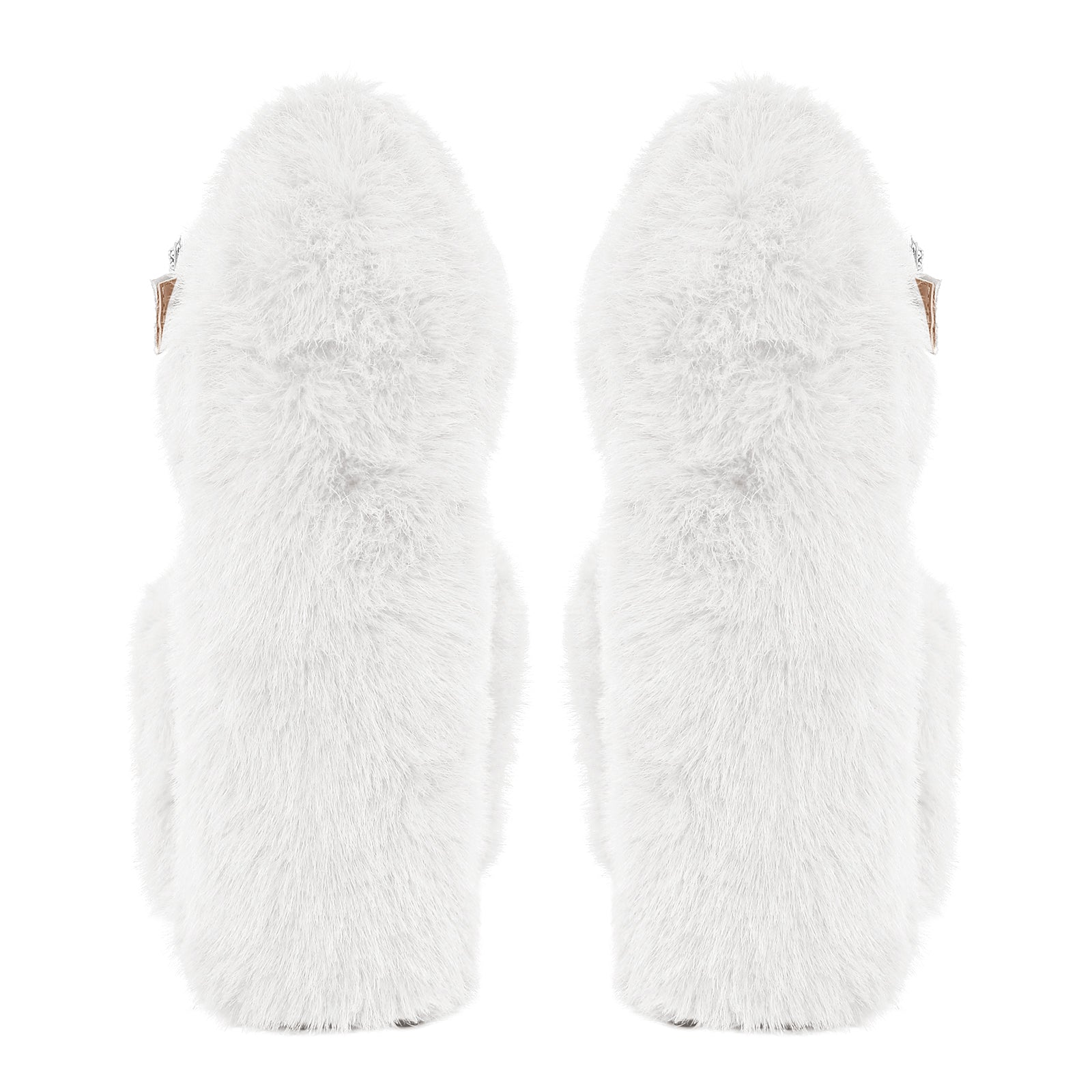 Chunky Heel Ankle Strap Fur Mary Jane Pumps