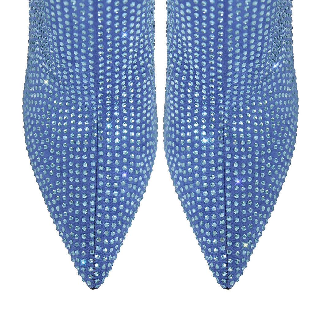 Rhinestone Pointed Toe High Heel Ankle Boots