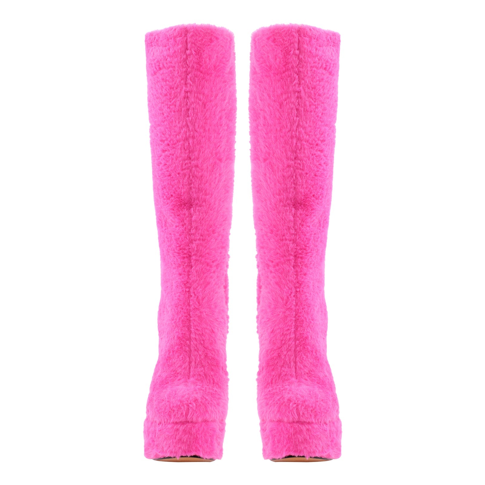 Pink Fur Platform High Heels Boots