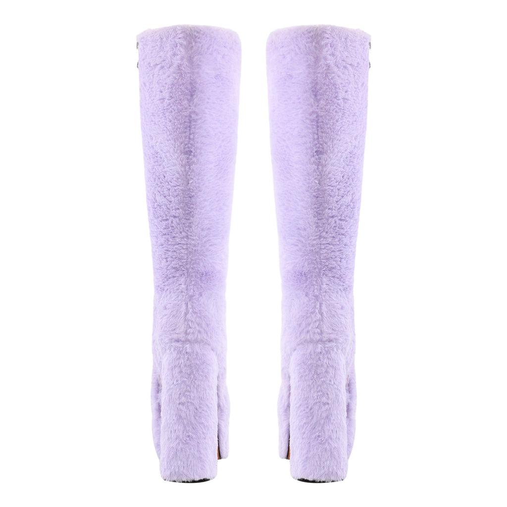 Pink Fur Platform High Heels Boots