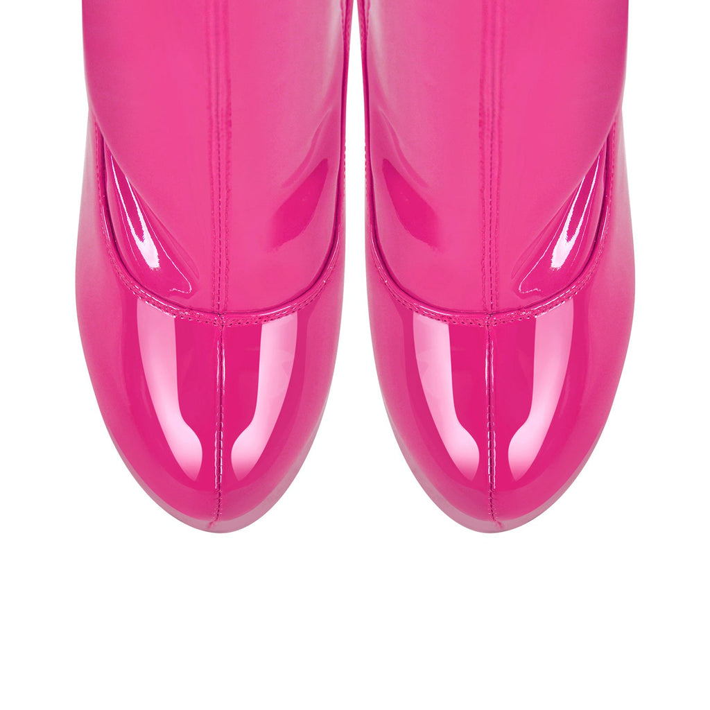 Patent Leather Platform Over The Knee High Heel Boots