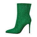 Pointed Toe Glitter Stilettos Ankle Boots