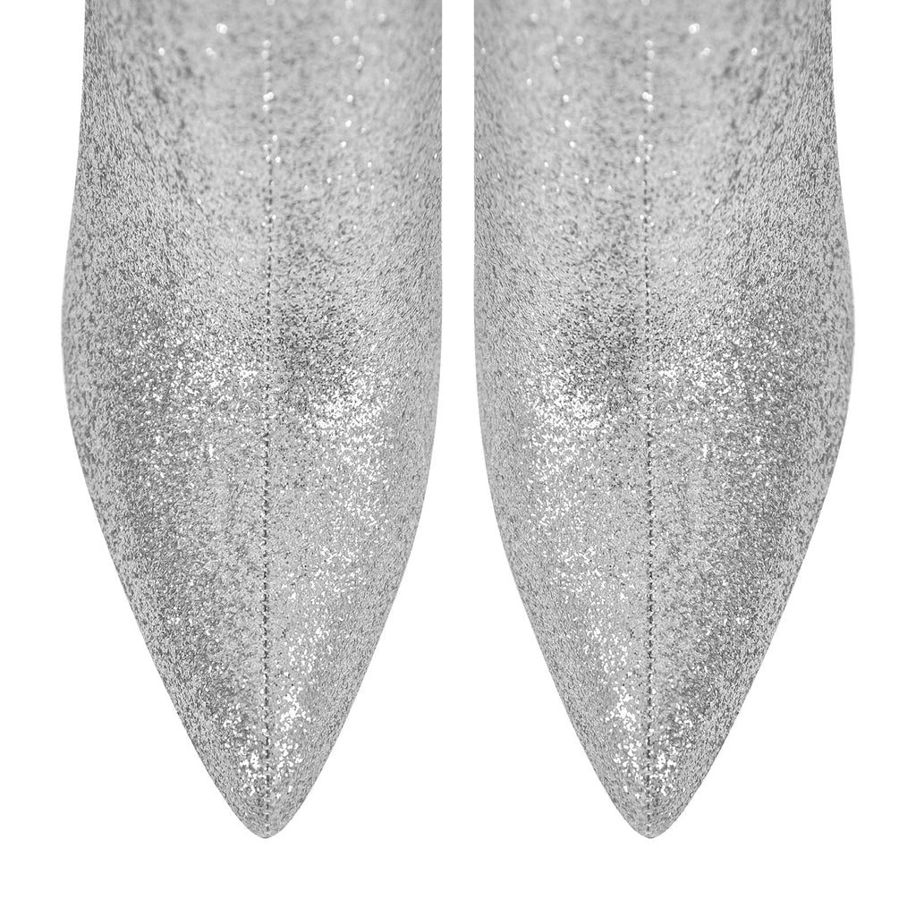 Pointed Toe Glitter Stilettos Ankle Boots