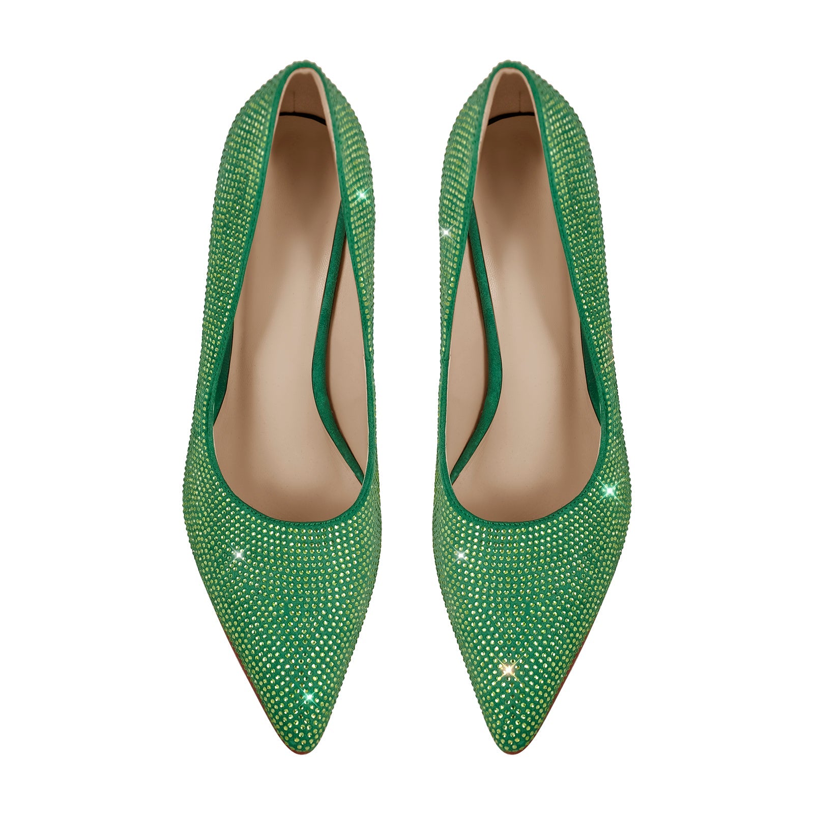 Rhinestone Pointed Toe Wedge Heel Pumps