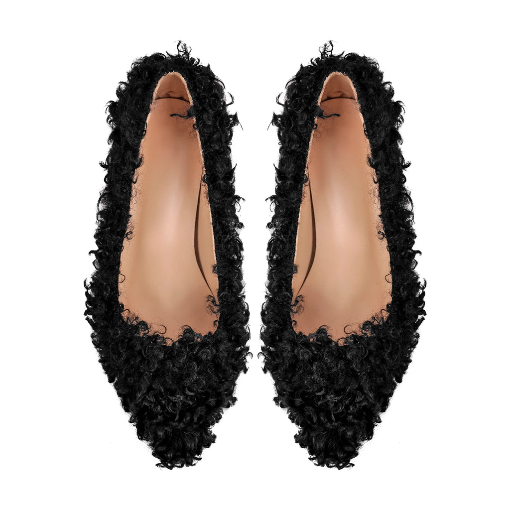 Fluffy Pointed Toe Stiletto High Heel Pumps