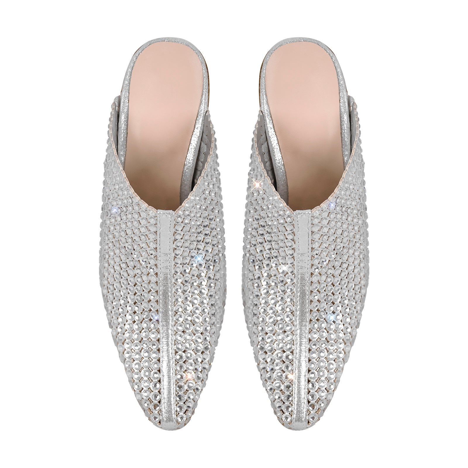 Rhinestone Wooden Chunky Heel Mules