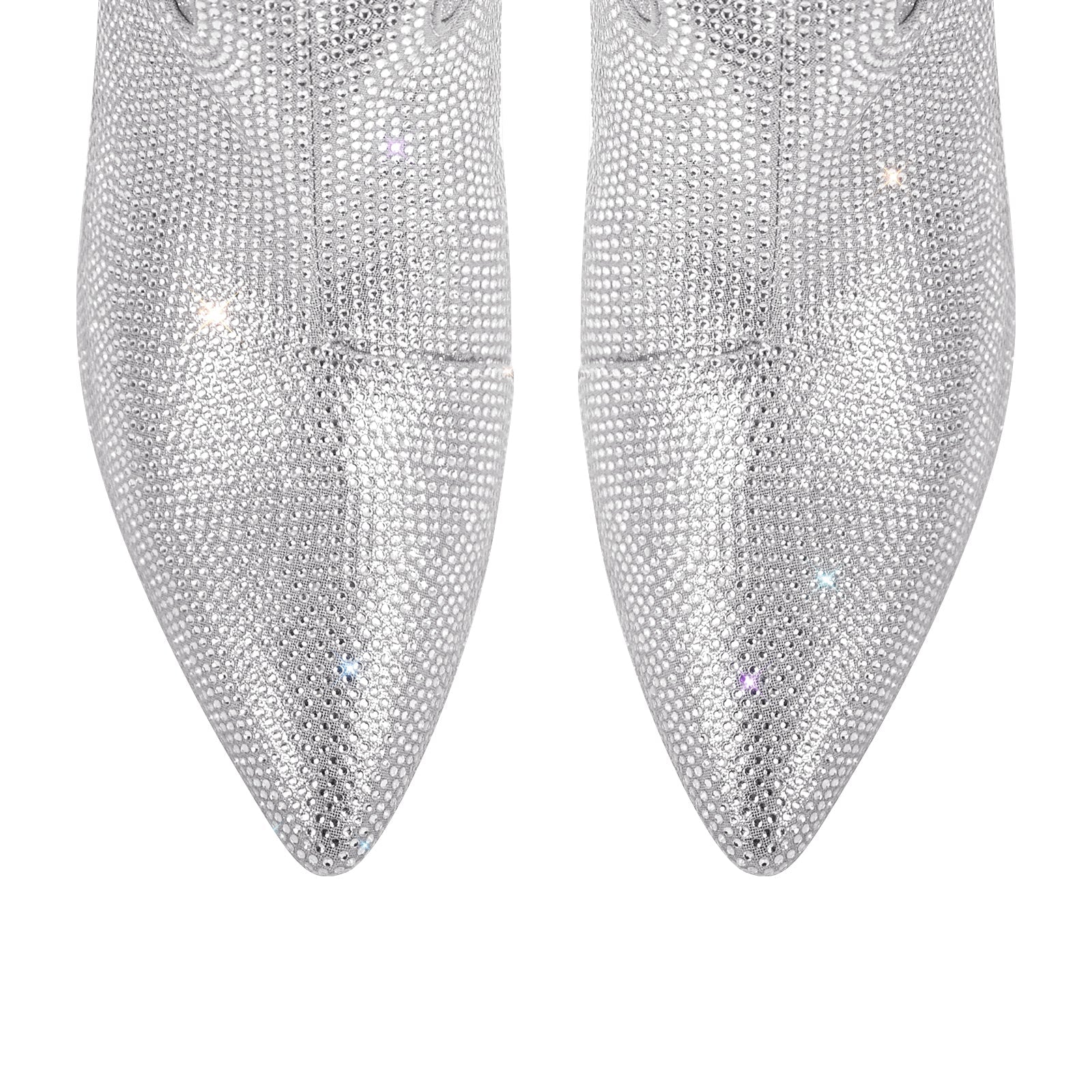 Pointed Toe Stiletto Rhinestone Over The Knee Boots