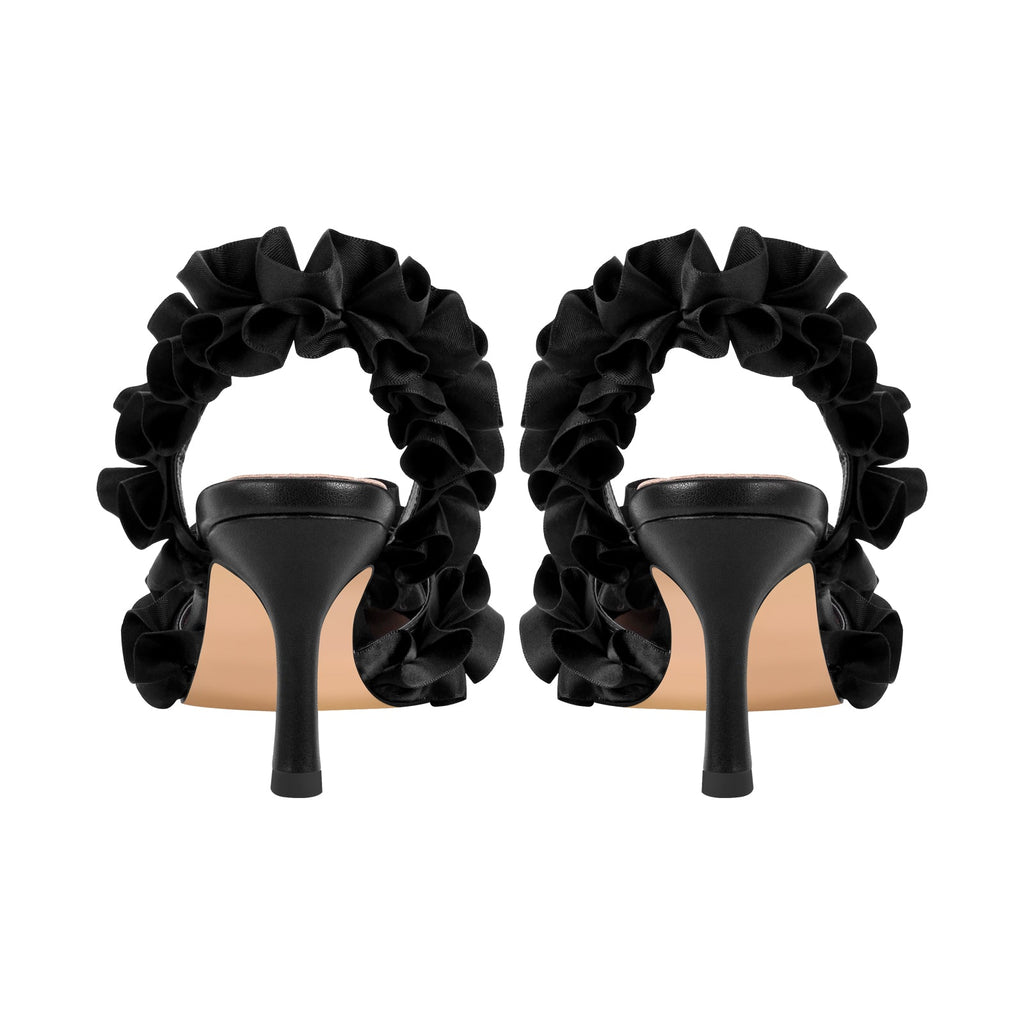 Rhinestone Strap Bow Pointed Toe Slingback Pumps