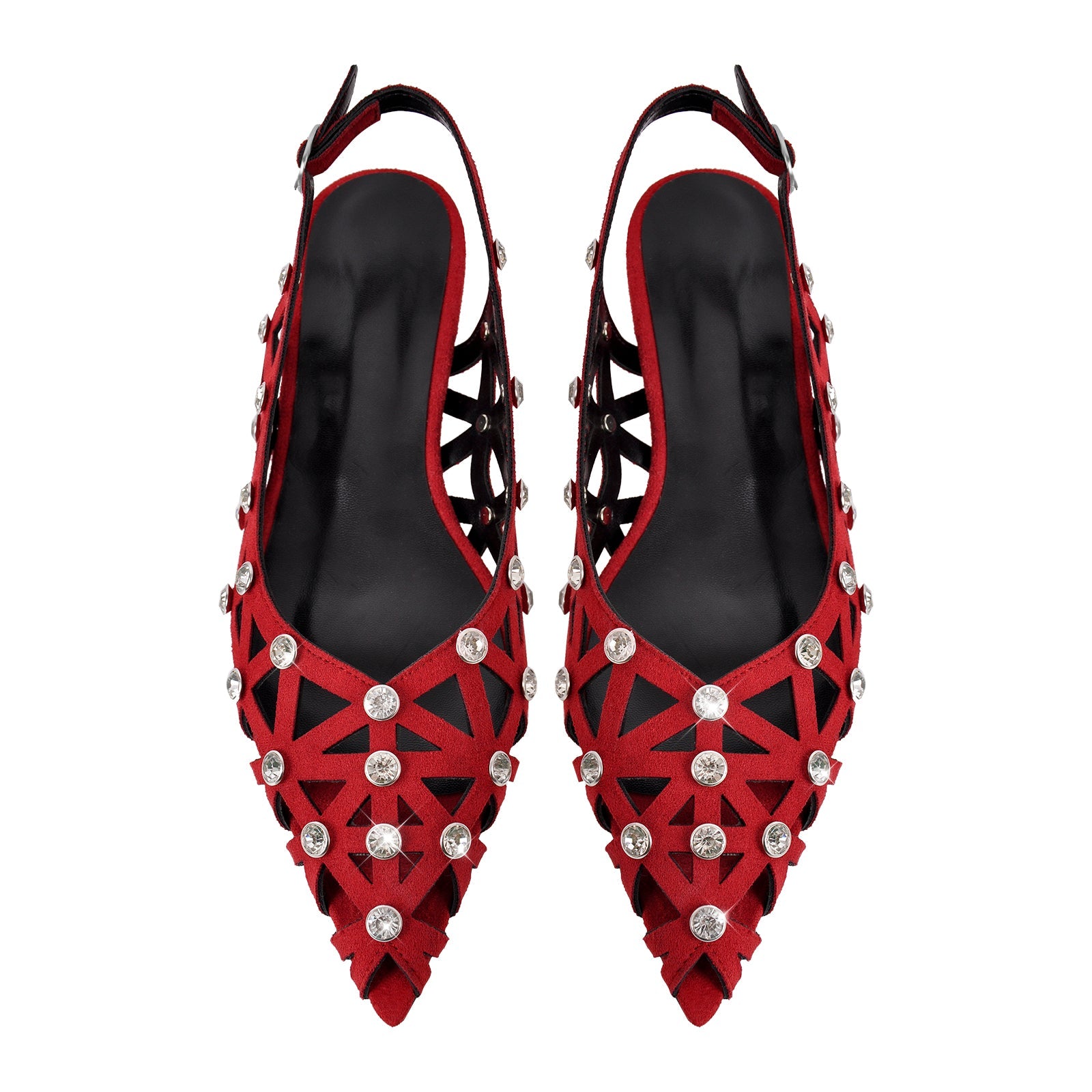 Rhinestone Hollow Pointed Toe Slingback Pumps