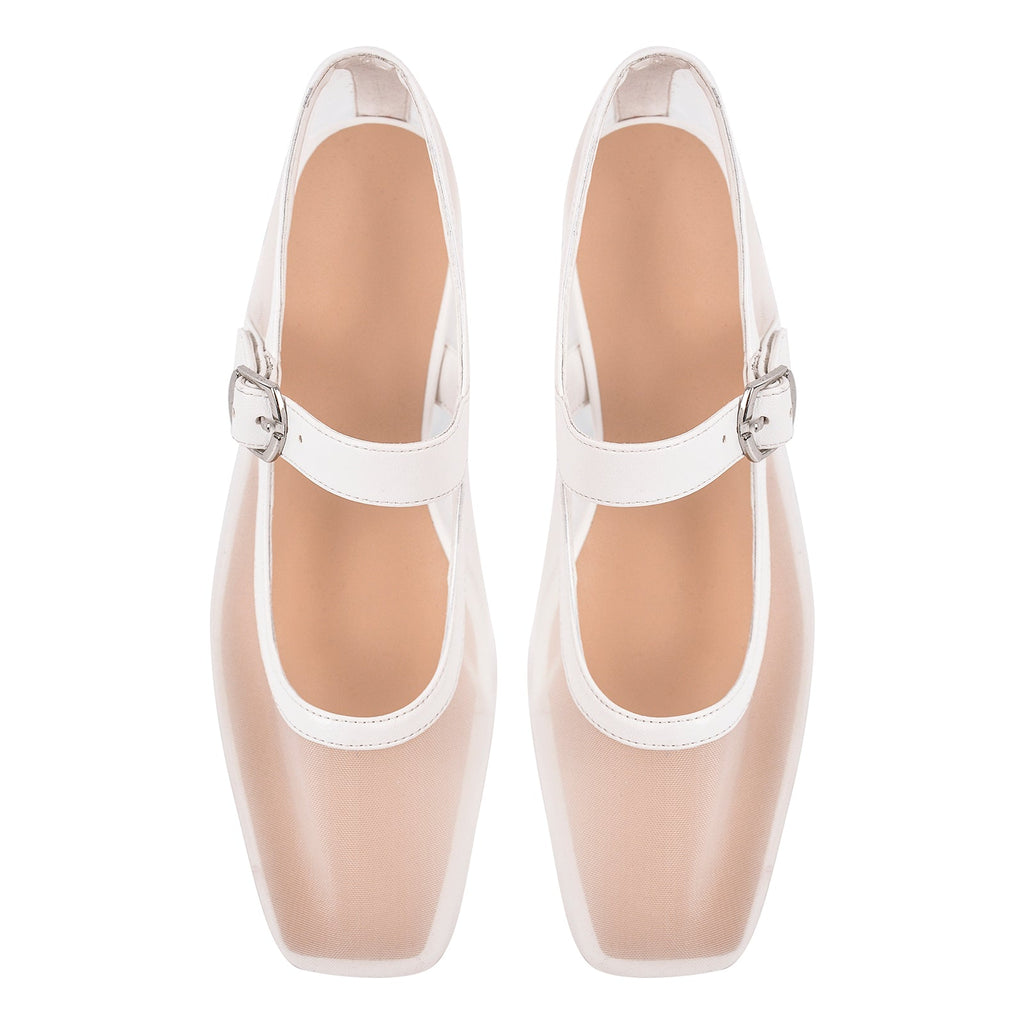 Square Toe Mesh Ballet Flats
