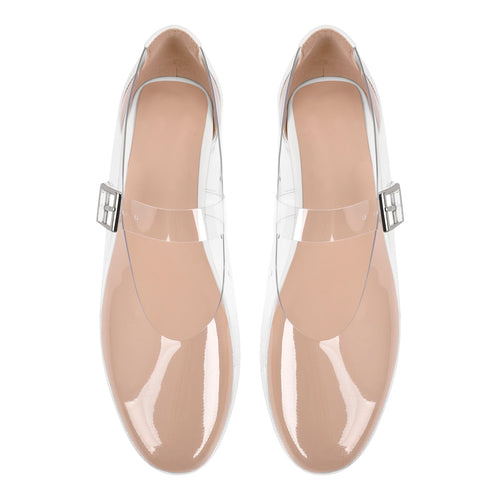 Clear Round Toe Buckle Flats